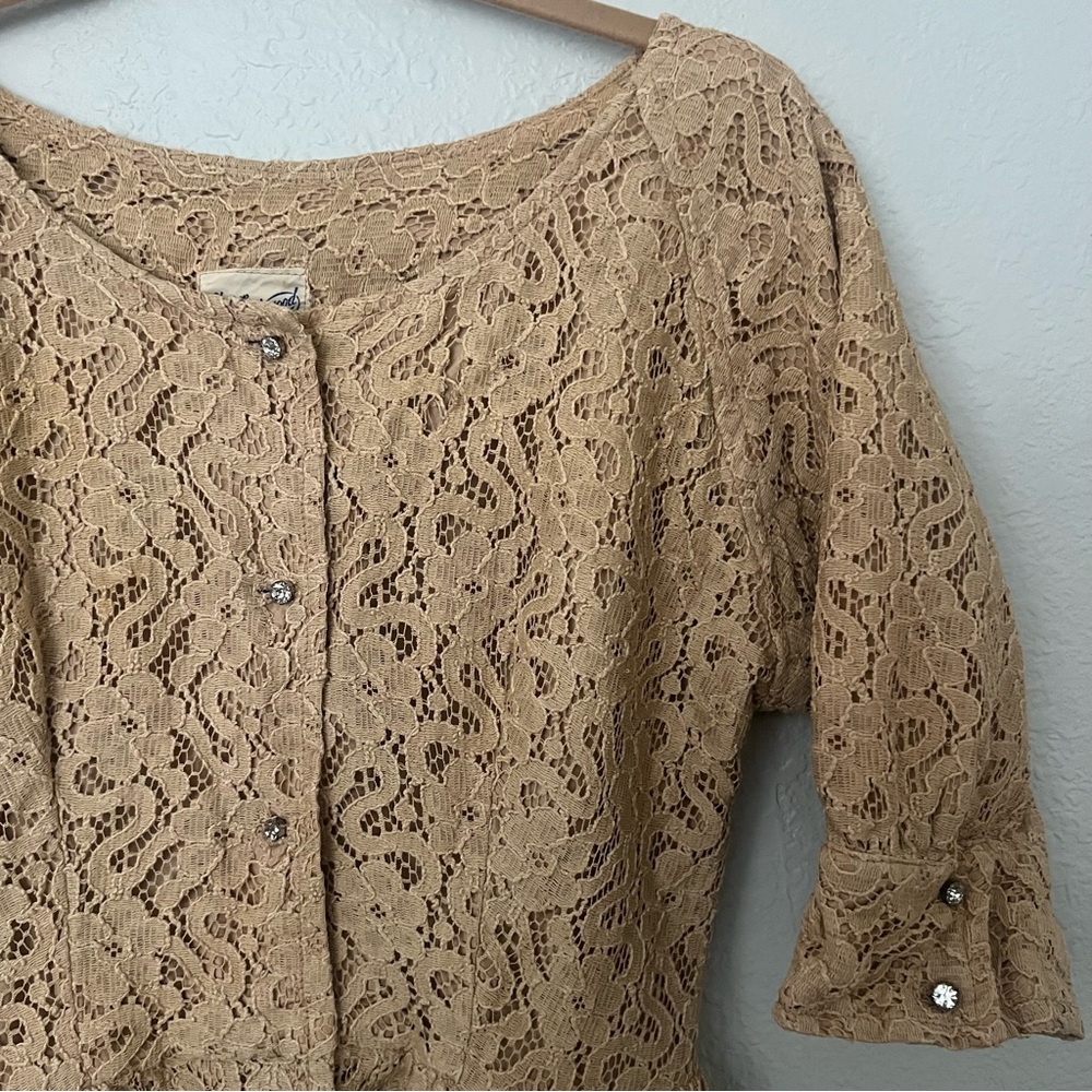 Vintage Lace Jacket Top with Rhinestone Button Details - Picture 8 of 11